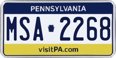 PA license plate MSA2268