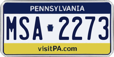 PA license plate MSA2273
