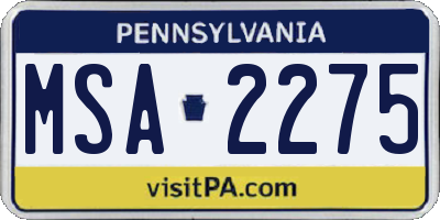 PA license plate MSA2275