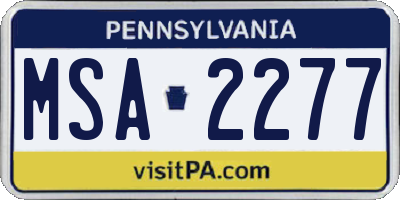 PA license plate MSA2277