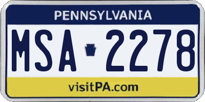 PA license plate MSA2278