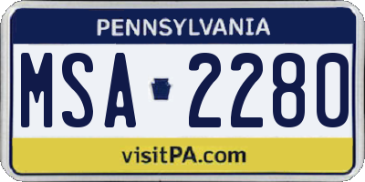 PA license plate MSA2280