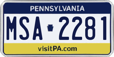 PA license plate MSA2281