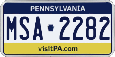 PA license plate MSA2282