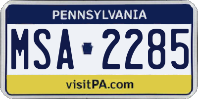 PA license plate MSA2285