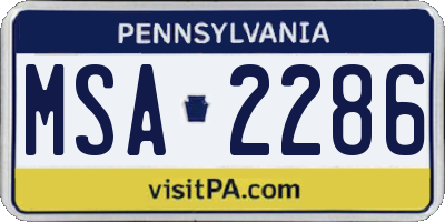 PA license plate MSA2286
