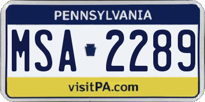 PA license plate MSA2289