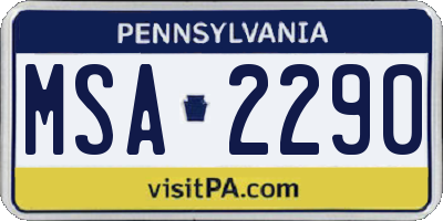 PA license plate MSA2290