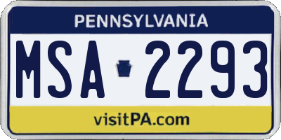 PA license plate MSA2293