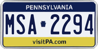 PA license plate MSA2294