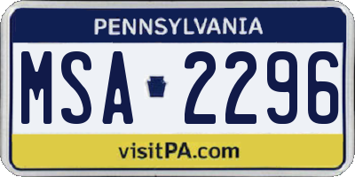 PA license plate MSA2296