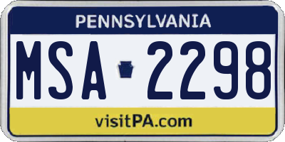 PA license plate MSA2298