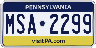 PA license plate MSA2299