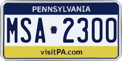 PA license plate MSA2300