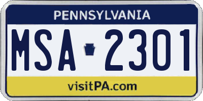 PA license plate MSA2301