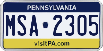 PA license plate MSA2305