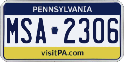 PA license plate MSA2306
