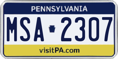 PA license plate MSA2307