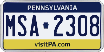 PA license plate MSA2308