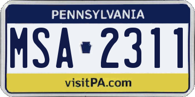 PA license plate MSA2311