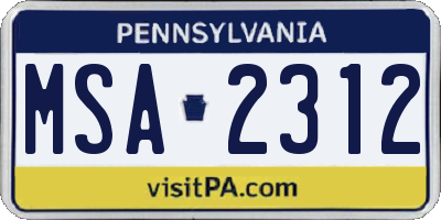 PA license plate MSA2312