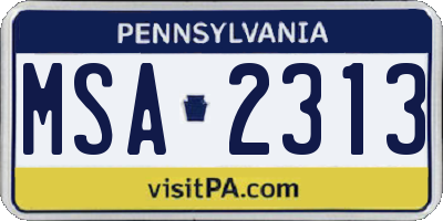 PA license plate MSA2313