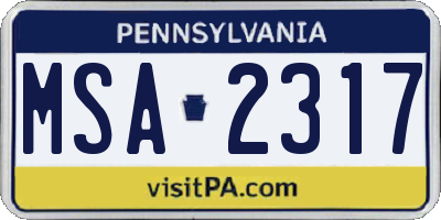 PA license plate MSA2317