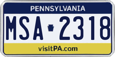 PA license plate MSA2318