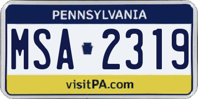 PA license plate MSA2319