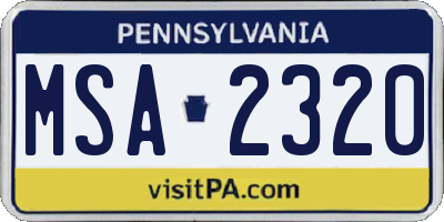 PA license plate MSA2320