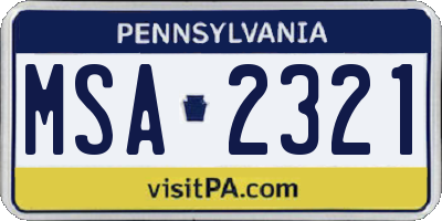 PA license plate MSA2321