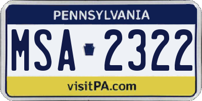 PA license plate MSA2322