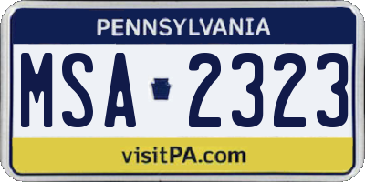 PA license plate MSA2323