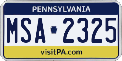 PA license plate MSA2325