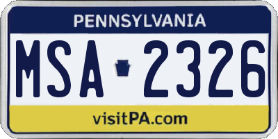 PA license plate MSA2326