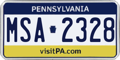 PA license plate MSA2328