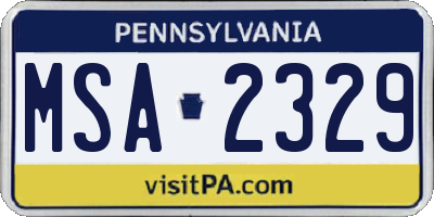PA license plate MSA2329