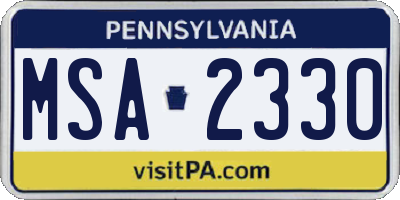 PA license plate MSA2330