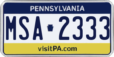PA license plate MSA2333