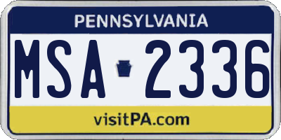 PA license plate MSA2336