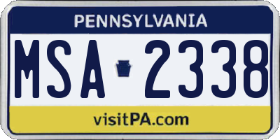 PA license plate MSA2338