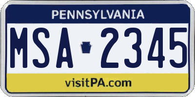 PA license plate MSA2345