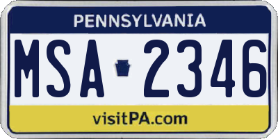 PA license plate MSA2346