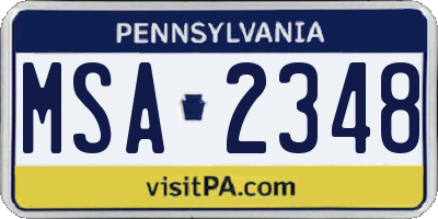 PA license plate MSA2348