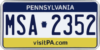 PA license plate MSA2352
