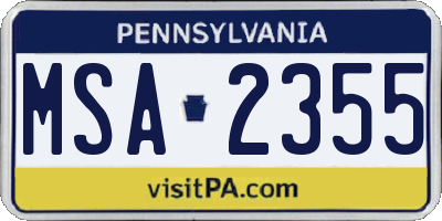 PA license plate MSA2355