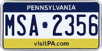 PA license plate MSA2356