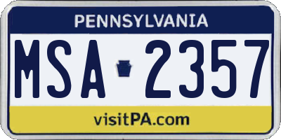 PA license plate MSA2357