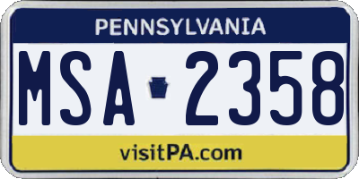 PA license plate MSA2358