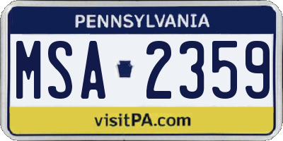 PA license plate MSA2359